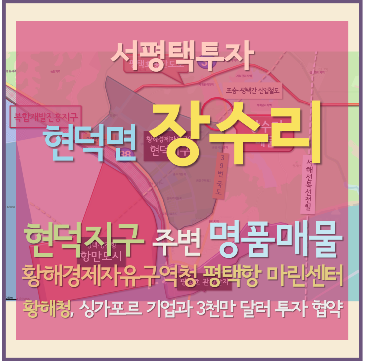 [서평택땅 / 현덕면 장수리 / 서평택투자] 황해경제자유구역 현덕지구 주변 명품매물 (장수리땅 / 황해청 싱가포르 기업과 3천만 달러, 5만 규모 신규투자유치 협약 체결)