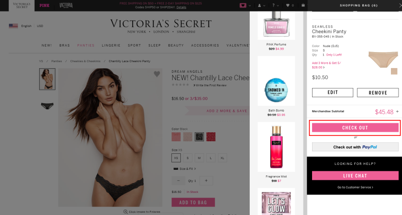 리치먼드에서 판매 중인 Victoria's Secret Lingerie 물품