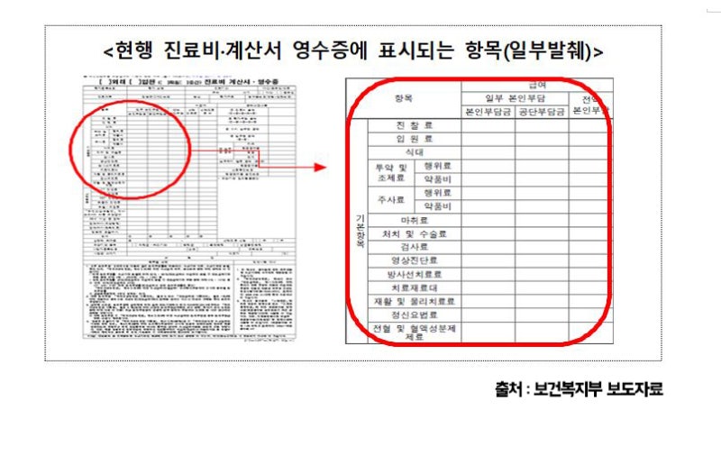 병원 진료비 계산서 영수증 세부산정내역 표준서식 제정 : 네이버 블로그