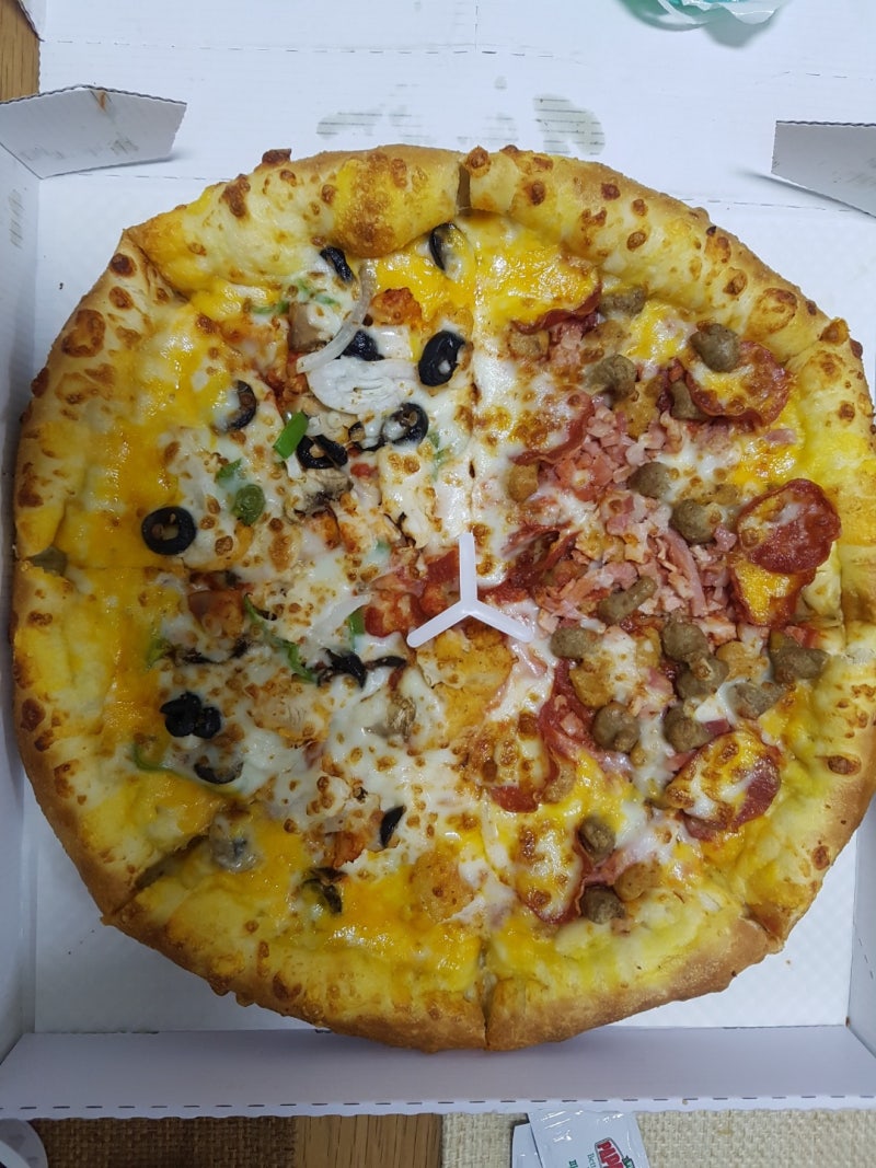 파파존스 피자 치킨 수퍼파파스, 올미트 반반후기~ : 네이버 블로그