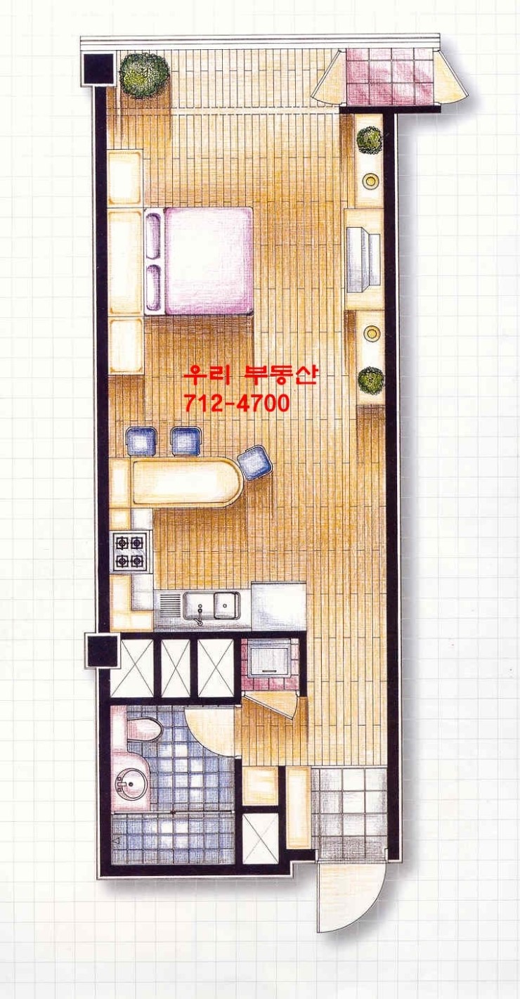  분당 코오롱트리폴리스 25평 월세  1000/75  하시입주 인테리어잘됨