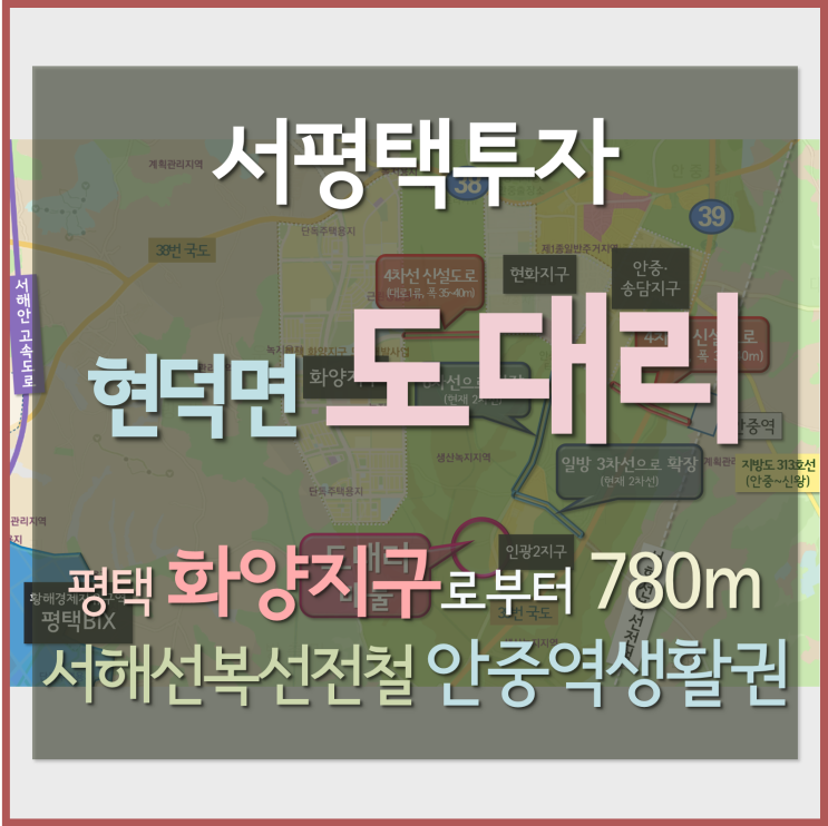 [서평택땅 / 현덕면 도대리땅 / 서평택투자] 화양지구 반경 780m, 현덕면 도대리물건 (서해선복선전철 안중역생활권 토지, 인광2지구, 안중·송담지구, 현화지구)