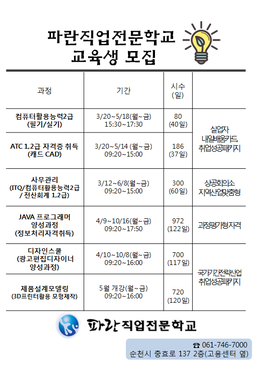 2018년 3월~5월 강의일정