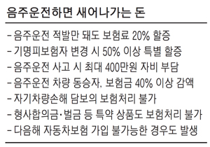 음주운전, 적발만 돼도 보험료 20% 이상 할증 음주운전, 적발만 돼도 보험료 20% 이상 할증
