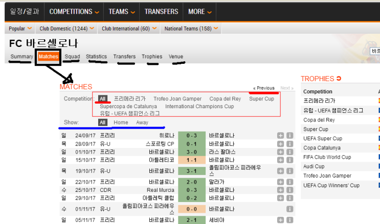  [축구분석시] 선수정보 및 각종 데이터 비교 가능한 사커웨이