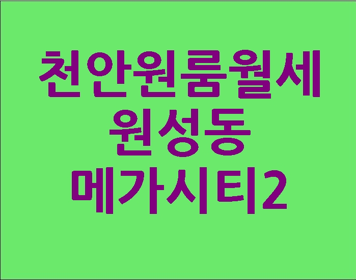  천안원룸월세 원성동 메가시티 도시형생활주택