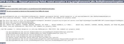 에러:( Http Status 500 - Request Processing Failed; Nested Exception Is  Org.Springframework.Jdbc.Badsqlgrammarexception: : 네이버 블로그