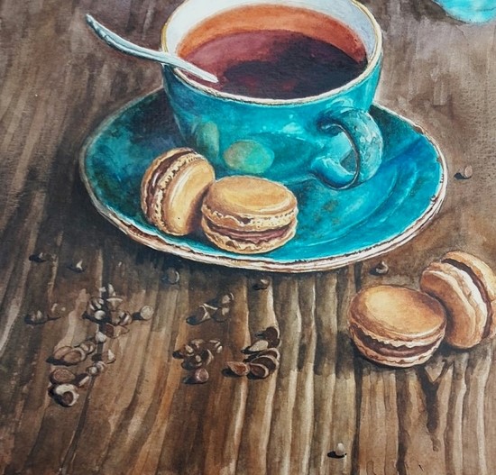  그림수업:coffee chocolate watercolor illust 9glory 