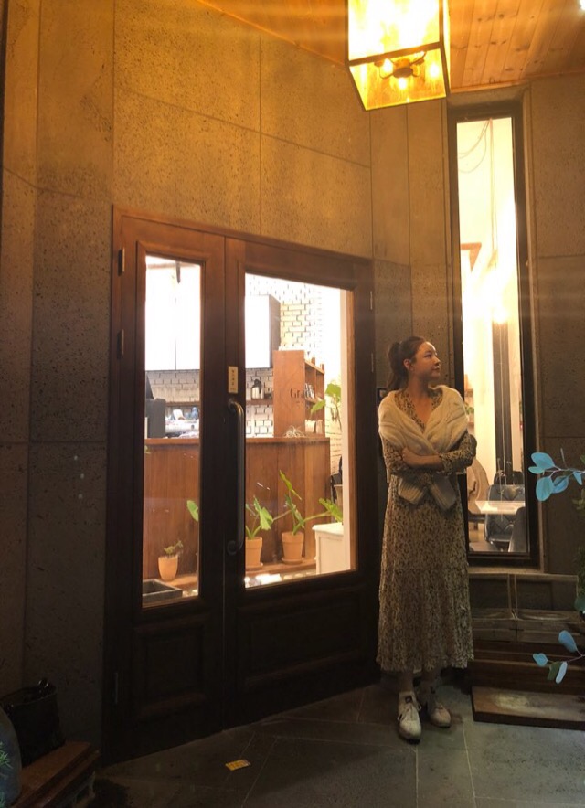  가을 데일리룩 쉬폰 플라워 롱원피스