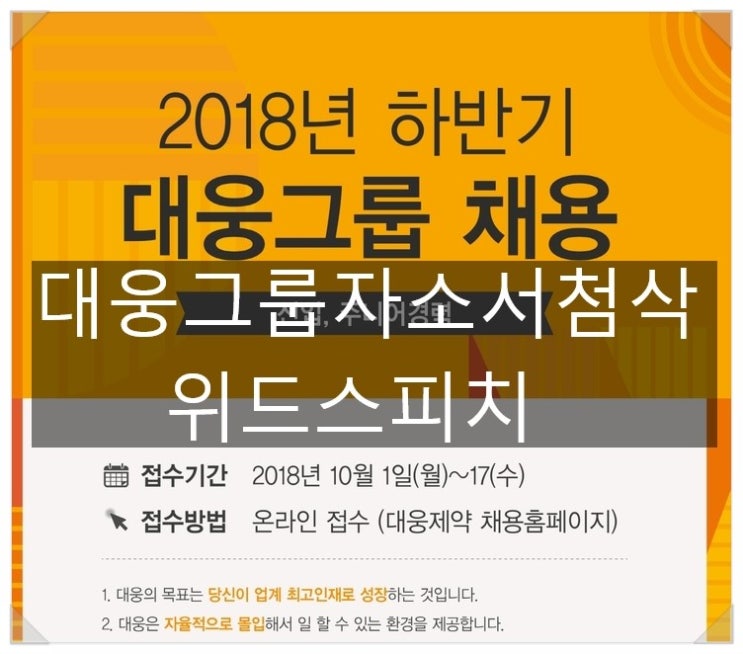  [개인지도] 2018년 하반기 대웅그룹 자소서 첨삭 1일 과정 3hr 완성! 대웅그룹 채용면접!