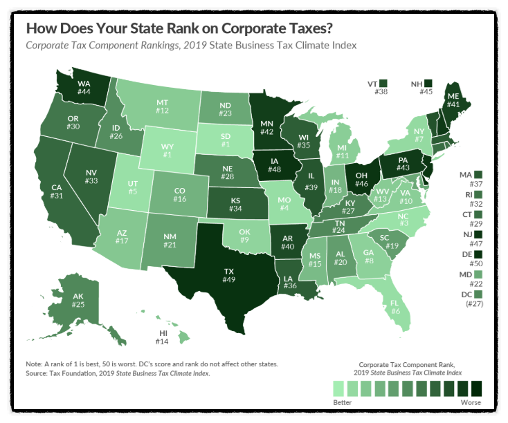 주(State) 별 법인세 (Corporate tax) 비교 - 심화편
