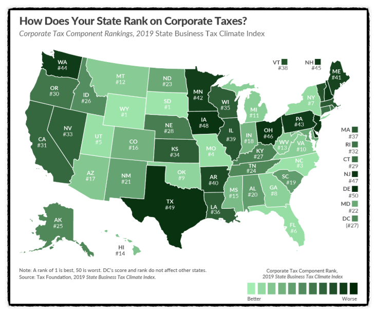  주(State) 별 법인세 (Corporate tax) 비교 - 심화편
