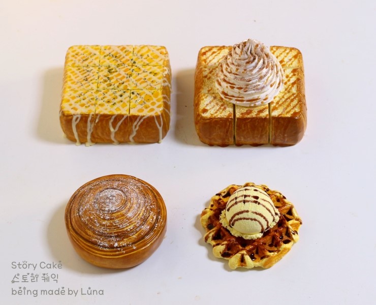  갈릭치즈브래드모형/ 허니브래드모형/ 페스츄리모형/ 아이스크림와플모형 - 카페디저트음식모형/ 모형음식/ 카페베이커리모형