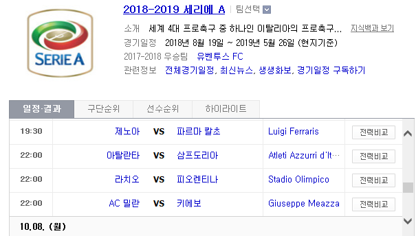 2018.10.07 세리에A (제노아 vs 파르마 아탈란타 vs 삼프도리아 라치오 vs 피오렌티나 AC밀란 vs 키에보 나폴리 vs 사수올로 스팔 vs 인터밀란) 2018.10.07 세리에A (제노아 vs 파르마 아탈란타 vs 삼프도리아 라치오 vs 피오렌티나 AC밀란 vs 키에보 나폴리 vs 사수올로 스팔 vs 인터밀란)