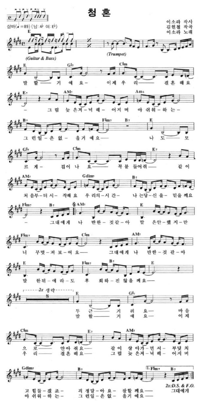 [코드 악보] 이소라 - 청혼