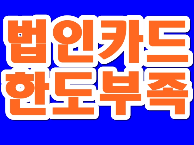  신설법인카드 한도부족 선결제가 정답이다??