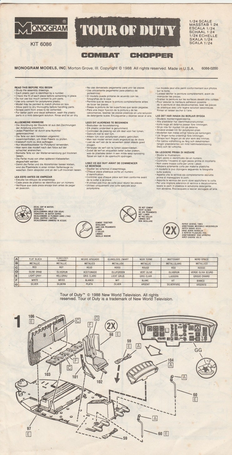  Monogram 1/24 UH-1 Huey "TOUR OF DUTY" Painting Guide