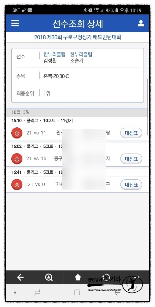 B조 승급해야되나.. 구로구대회 첫날 / 혼복 / 10월 13일 토요일