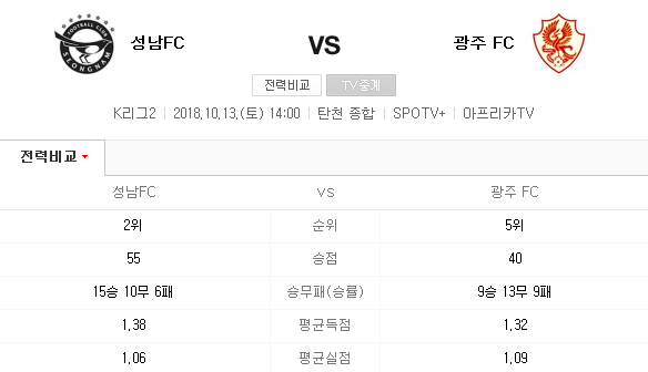 2018.10.13 K리그2 (성남 vs 광주)