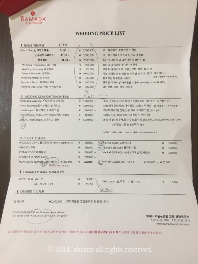 신도림 라마다호텔 웨딩 계약 + 식대 가격 견적정보(그랜드 볼륨홀) : 네이버 블로그