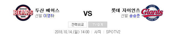 2018.10.14 KBO (롯데 vs 두산) 2018.10.14 KBO (롯데 vs 두산)