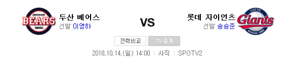 2018.10.14 KBO (롯데 vs 두산)