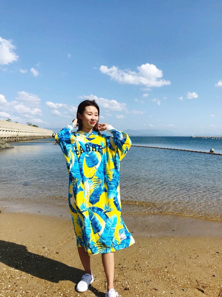  배럴 판초 타월, 판초타올 사이즈 M 입고 머리부터 몸까지 따뜻하게