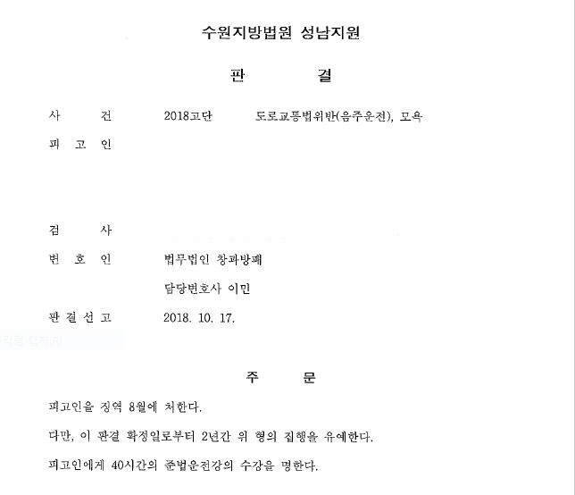  경찰 모욕죄와 음주3진아웃, 집행유예 선고 by sos음주운전센터
