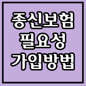  종신보험 필요성 & 효율적인 가입방법!