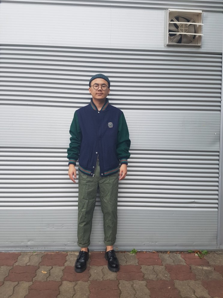  데일리룩 #104 가을 남자데일리룩 와치캡 슈프림 라코스테 자켓 일자카키팬츠