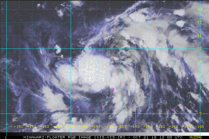제 26호 태풍 위투(201826, 31W TS), 미크로네시아 폰페이 주  인근 해상에서 발생. 향후 북서진하며 강하게 발달 예상.