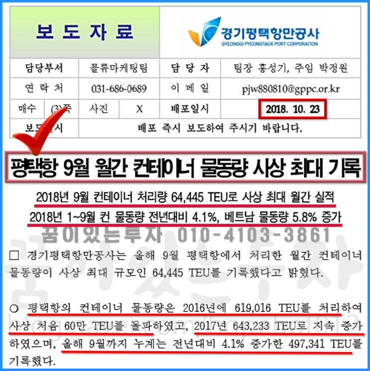 평택항 물동량 사상 최대치 (평택 토지 투자, 평택땅) 평택항 물동량 사상 최대치 (평택 토지 투자, 평택땅)