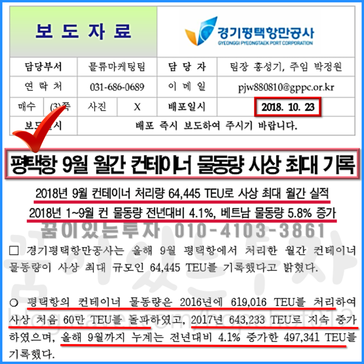 평택항 물동량 사상 최대치 (평택 토지 투자, 평택땅)