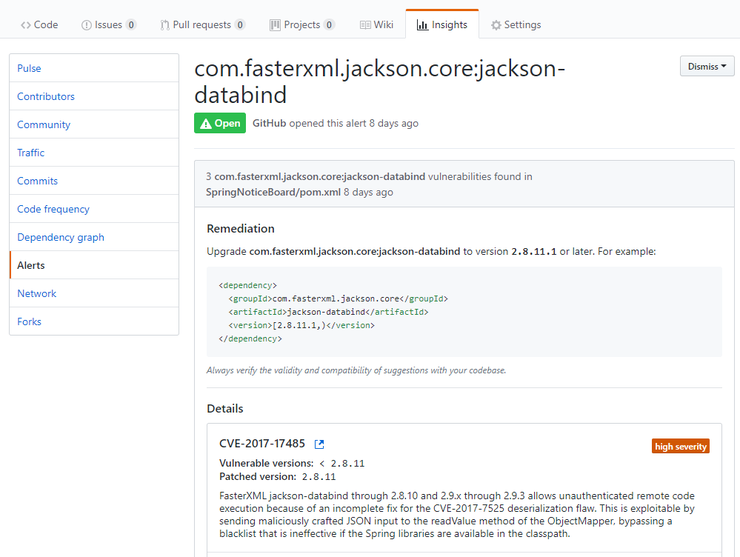 [스프링] Upgrade com.fasterxml.jackson.core:jackson-databind to version 2 ...