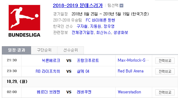 2018.10.28 분데스리가 (뉘른베르크 vs 프랑크푸르트 라이프치히 vs 살케 브레멘 vs 레버쿠젠) 2018.10.28 분데스리가 (뉘른베르크 vs 프랑크푸르트 라이프치히 vs 살케 브레멘 vs 레버쿠젠)