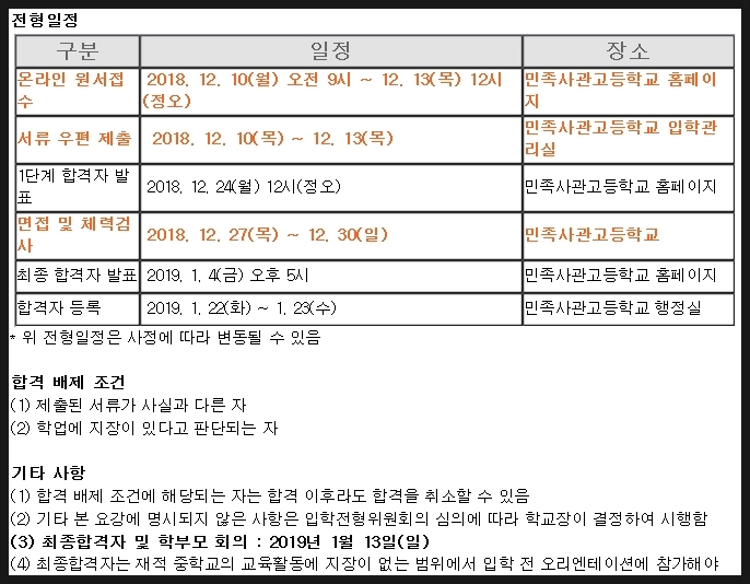  전국단위 자사고 민족사관고등학교 민사고 입학 입시 달라진점