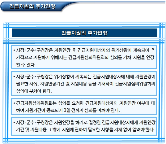 긴급지원의 적정성 심사 및 지원연장 긴급지원의 적정성 심사 및 지원연장
