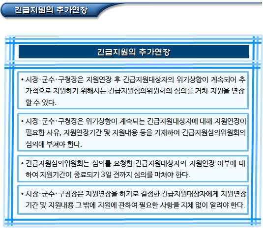 긴급지원의 적정성 심사 및 지원연장