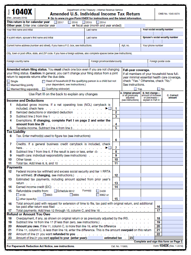 수정 세금 보고 (2) - Amended Tax return 개인편
