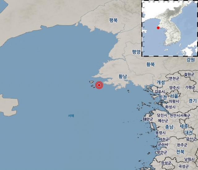 북한 옹진 앞바다 규모 3.2 지진 발생