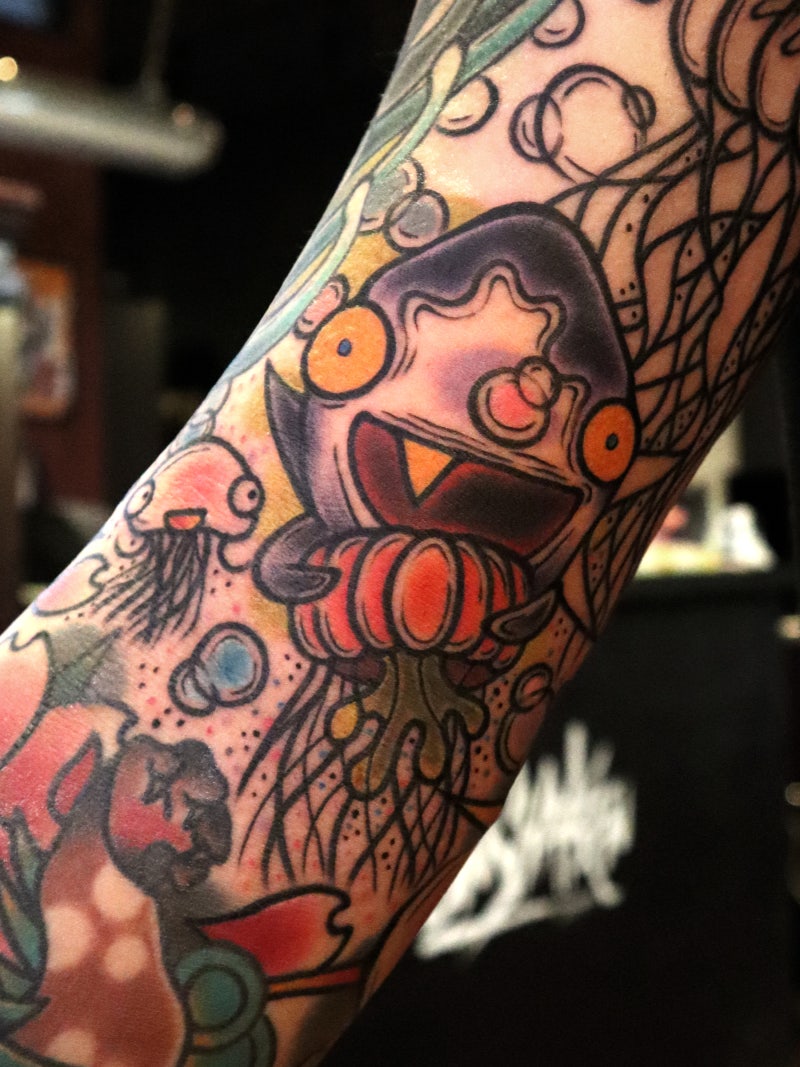 George Shark 상어 죠지와 해파리 올드스쿨 타투, 타투이스트 해빗 : 네이버 블로그, image size:800x1067