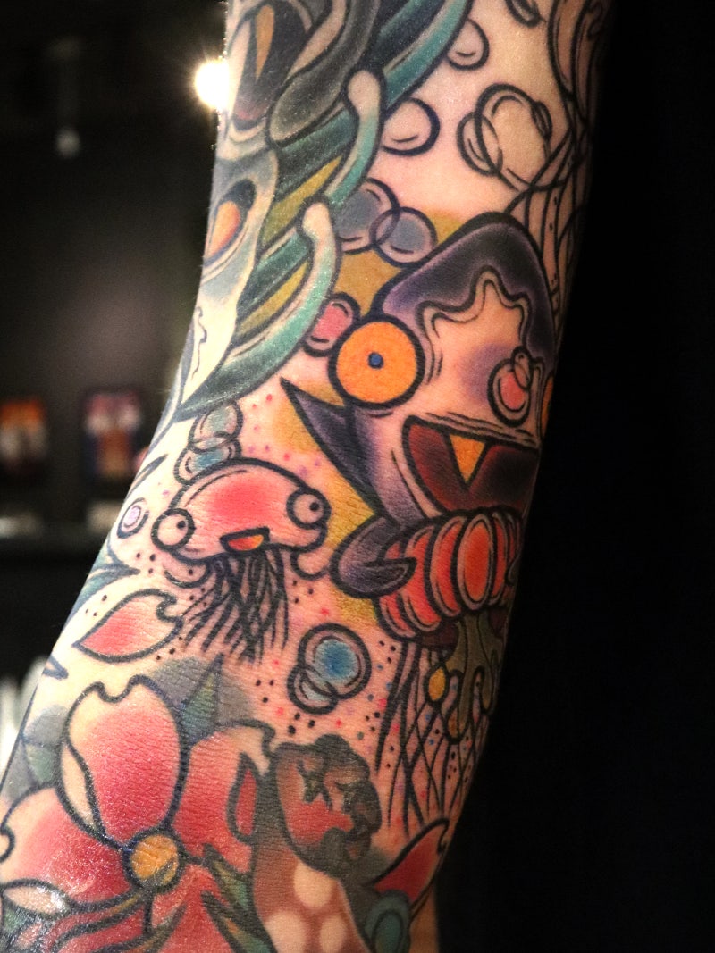 George Shark 상어 죠지와 해파리 올드스쿨 타투, 타투이스트 해빗 : 네이버 블로그, image size:800x1067