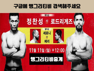  UFC경기 페더급 정찬성 VS 로드리게스 11월 11일 앵그리티비 중계