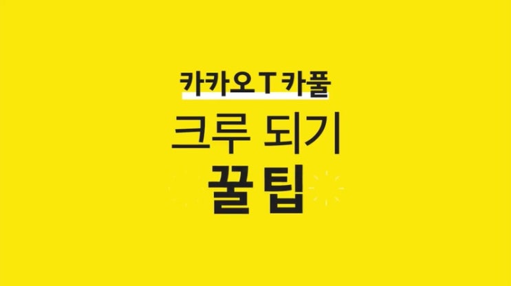  카카오T카풀 크루되기 꿀팁!!