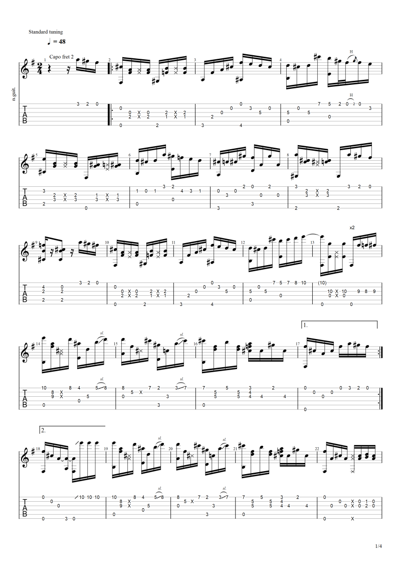 핑거스타일) 황혼 Twilight : 기타 연주 악보 (통단기 쉬운버전) : 네이버 블로그