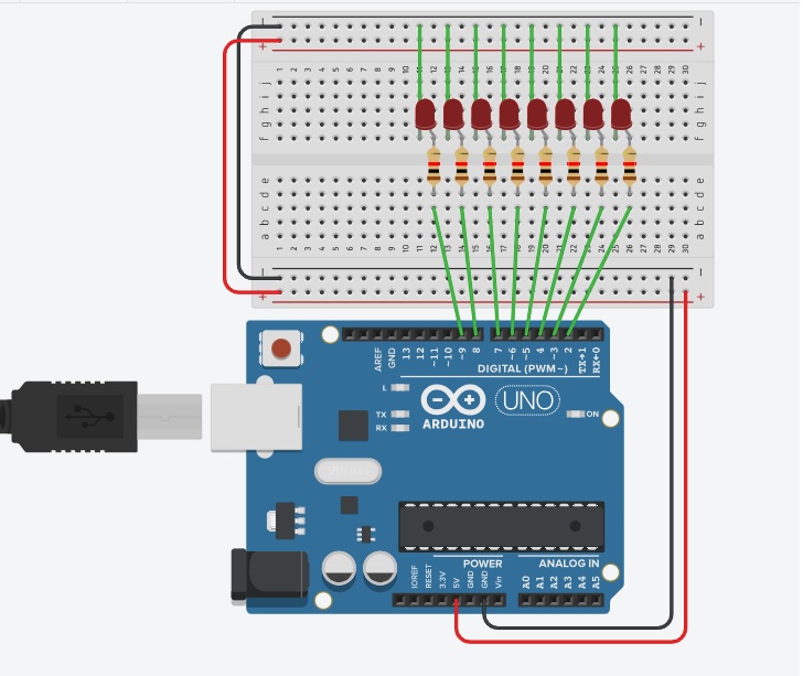  ARDUINO FOR문 LED 쉬프팅