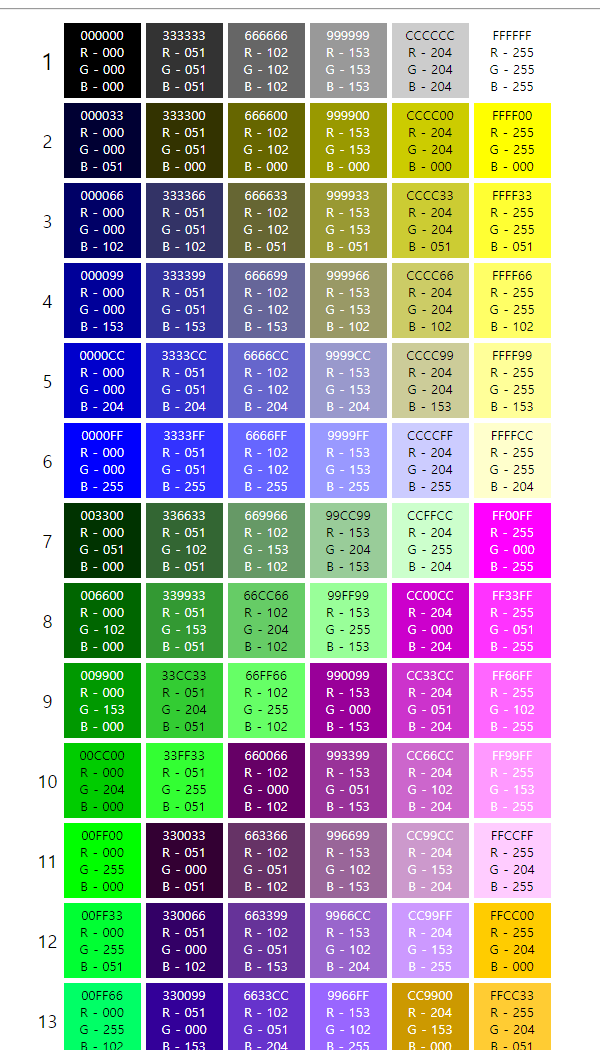  RGB 참고 사이트