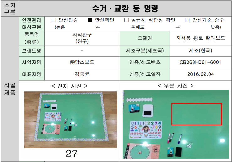 국가기술표준원 전동킥보드·완구 등 88개 제품 리콜명령 (제품안전정보센터 보도자료 첨부) - 충격적인 맘스보드 납 초과 검출ㅠ