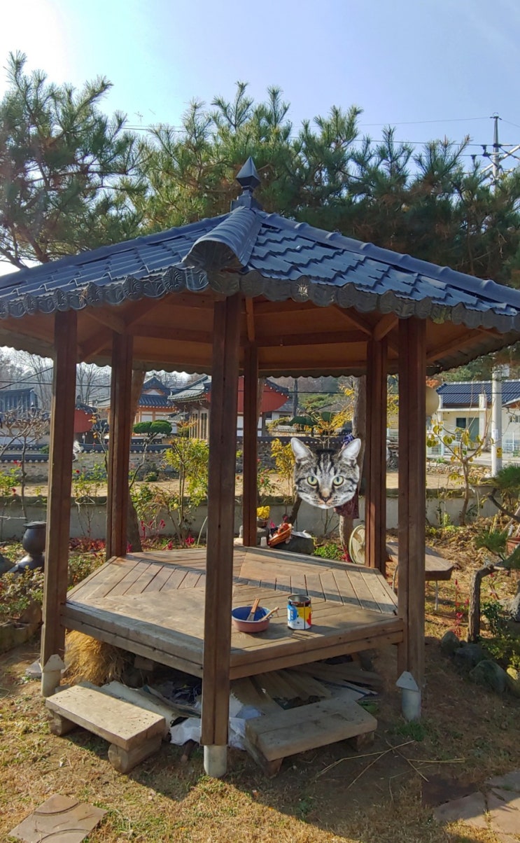  [행복] 시골집 정자 니스칠, 행복하자 우리~