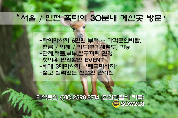  인천효성동 맛깔나는 출장타이마사지 '서인홈타이'